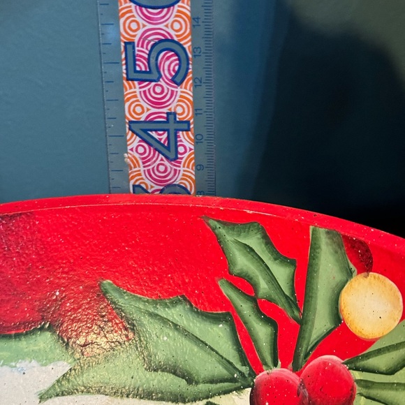 Beth Yarbrough Wood Hand Painted Santa Claus Bowl Christmas 10" - Picture 4 of 8